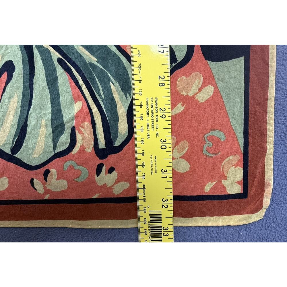 Nordstrom 100% Silk Scarf Made Italy Floral Still Life Square 33” Art Print - Picture 4 of 6